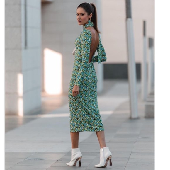 BLOGGER'S FAVE! Zara Floral Midi Dress Sz Large NWT - Picture 13 of 16